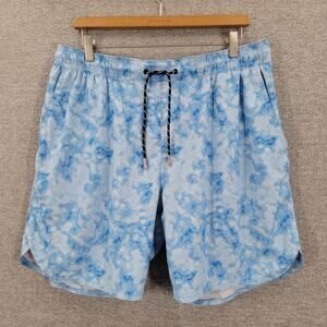 Light Blue Tie-Dye Men’s Flat Front Shorts